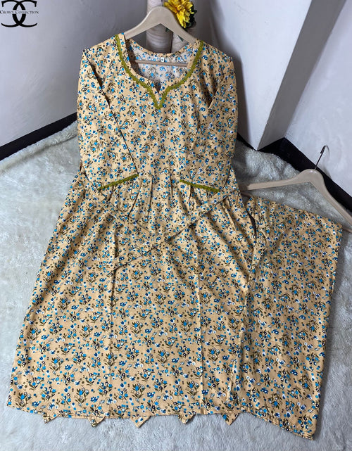 Maroon Floral Malai Cotton Frock with Trouser – 2-Piece Set